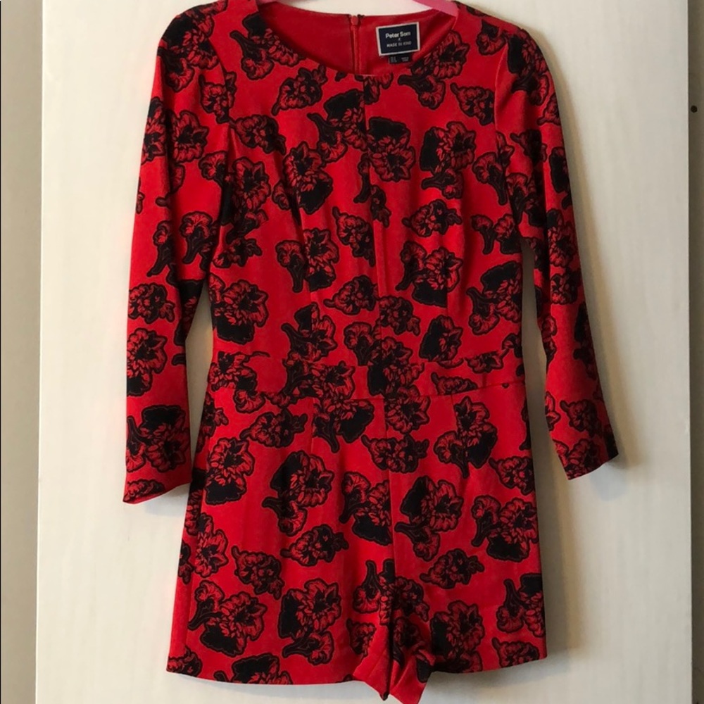 Bright red and black mini romper
